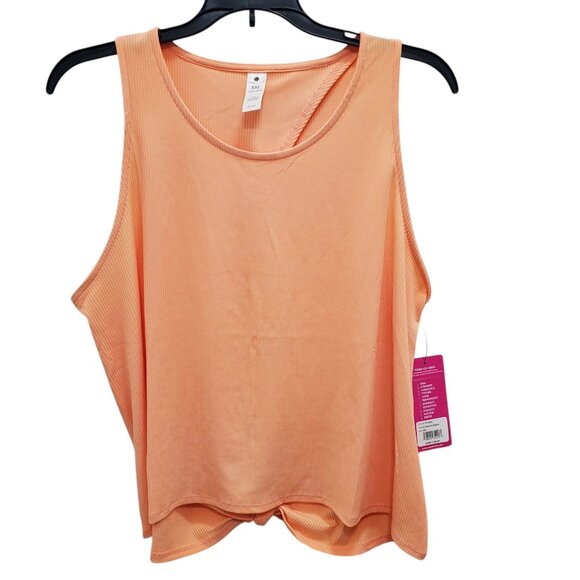 Yogalicious Papaya Punch Bright Melon Ribbed‎ Open Back Tie Tank NWT Plus XXL - Picture 1 of 7